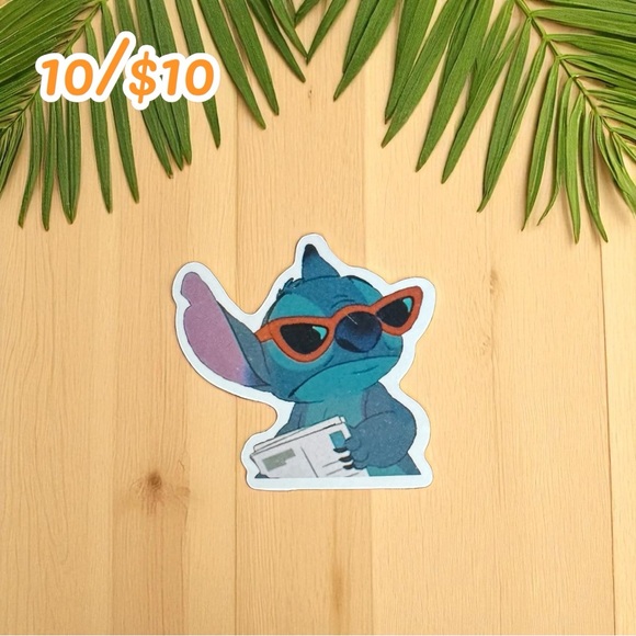 Disney Stitch Sunglasses Meme Sticker – Funny Cartoon Vinyl – 2 1/2” - Picture 1 of 1